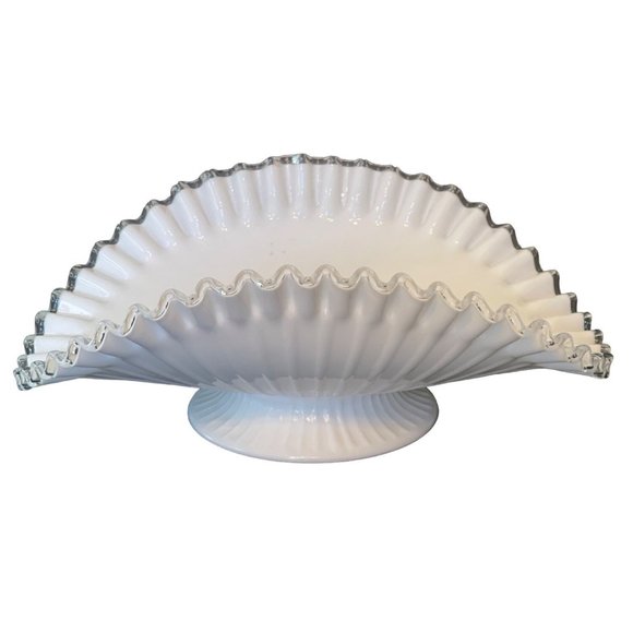 Fenton Silver Crest Banana Fruit Bowl Footed Pedestal 12" x 5" Vintage 1950's - Picture 1 of 14